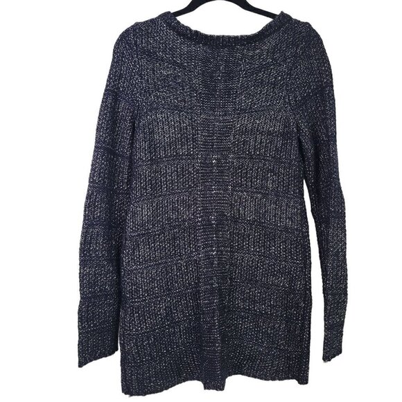 White House Black Market Women's Navy, Silver Metallic Long Tunic Sweater Size S - Picture 8 of 11